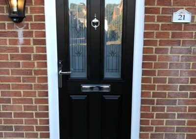 Etna Black composite door with Kerna glass