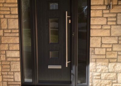 Seyward Composite Contemporary Front door with Long Bar handle