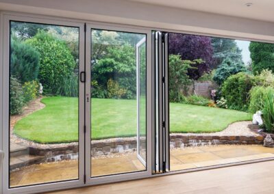 White smart system aluminum bi-fold doors