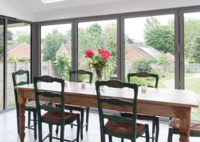 White smart system aluminum bi-fold doors