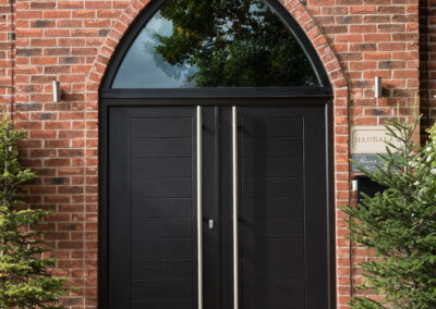 Mayon Black double composite door with 1800 long bar handles