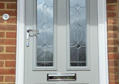Bowmont door in Pearl grey with Clarence Glass