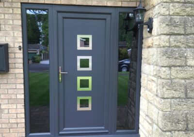 Hurst Modern grey front door and sidelights