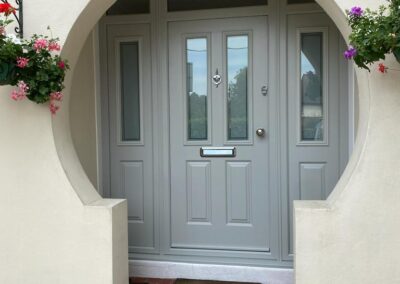Etna Pearl Grey door and sidelights fitted in Broadstone