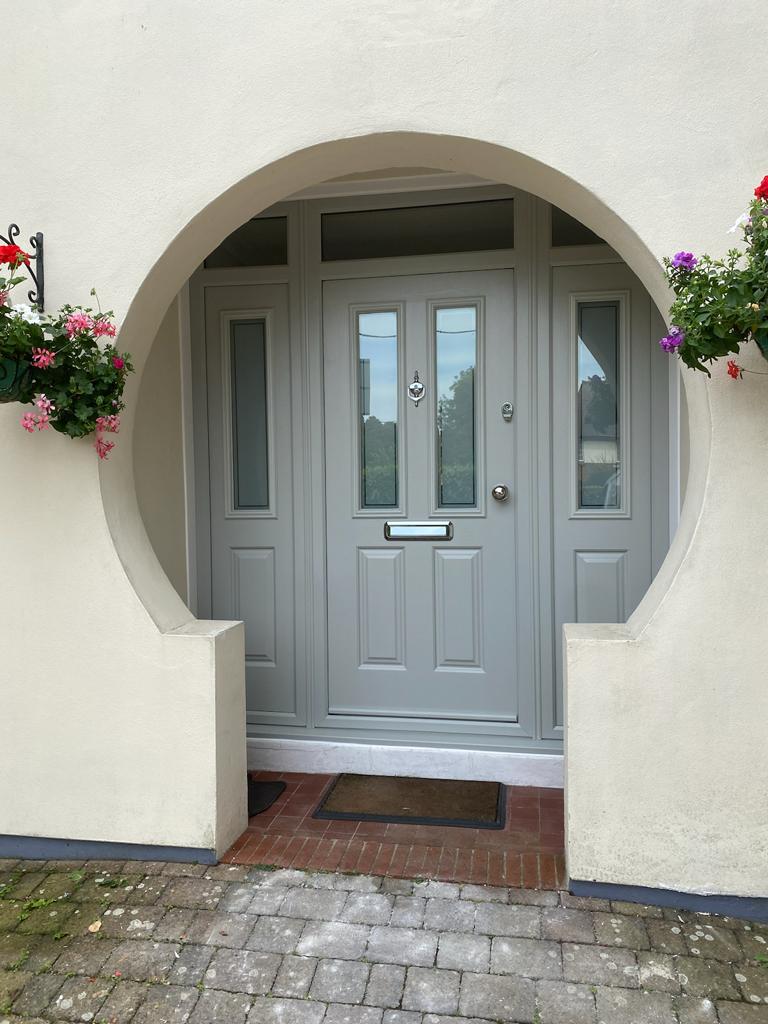 Etna Pearl Grey door and sidelights fitted in Broadstone