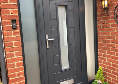 Endurance Anthracite Grey Composite door with sidelights, Satin obscure glass