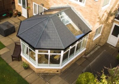 Tiled roof with glass panels ariel view Poole