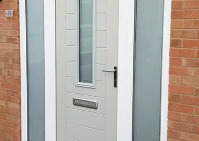 Alto Pearl Grey composite door with white sidelights