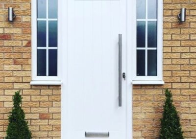 Brendon White composite door with 900 long bar handle